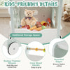 Light green 2-in-1 baby walker with storage, featuring rounded edges and rubber padded wheels for safety and fun.