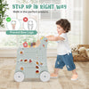 2-in-1 baby walker in light green with storage, ice creams, and non-slip wheels for safe walking and play.