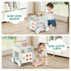 2-in-1 baby push walker in light green with storage and colorful dessert sorter for imaginative play and cognitive.