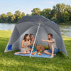 2-in-1 Beach Shelter Umbrella UPF 50+ with Side Panels for Camping Picnic-Blue - Gallery View 1 of 11
