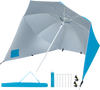 Turquoise 2-in-1 beach shelter umbrella with side panels and air vent, perfect for outdoor activities and reliable shade coverage.