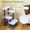 Cat stairs and tree with 4 platforms, faux sherpa covering, ideal for climbing, resting, and playing for small pets.