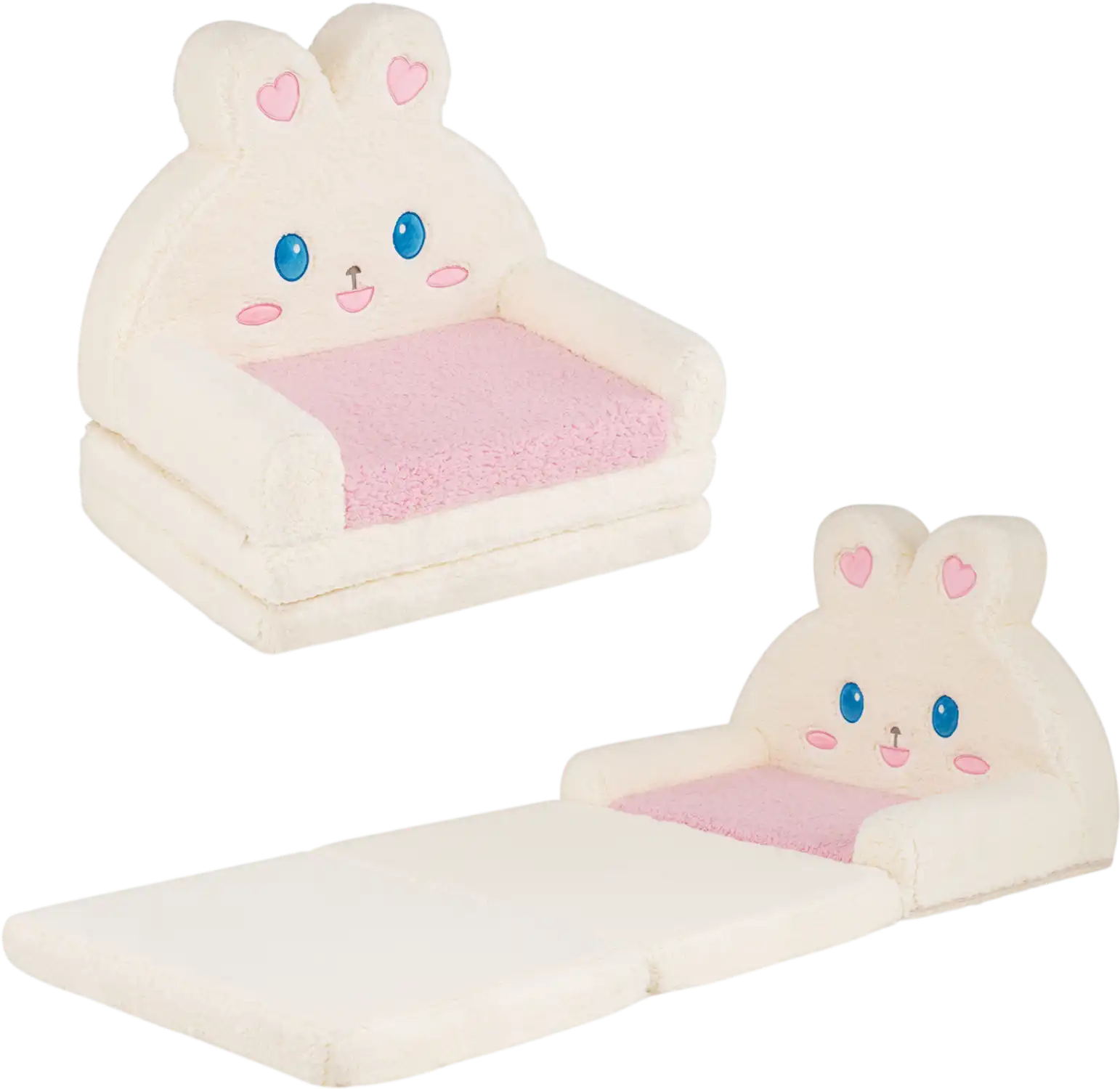 Costway 2-in-1 Convertible Kids Sofa Lounger Bunny Pattern 64507593 New