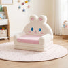 Convertible kids sofa with bunny pattern in pink, designed for comfort and fun in playrooms or nurseries.