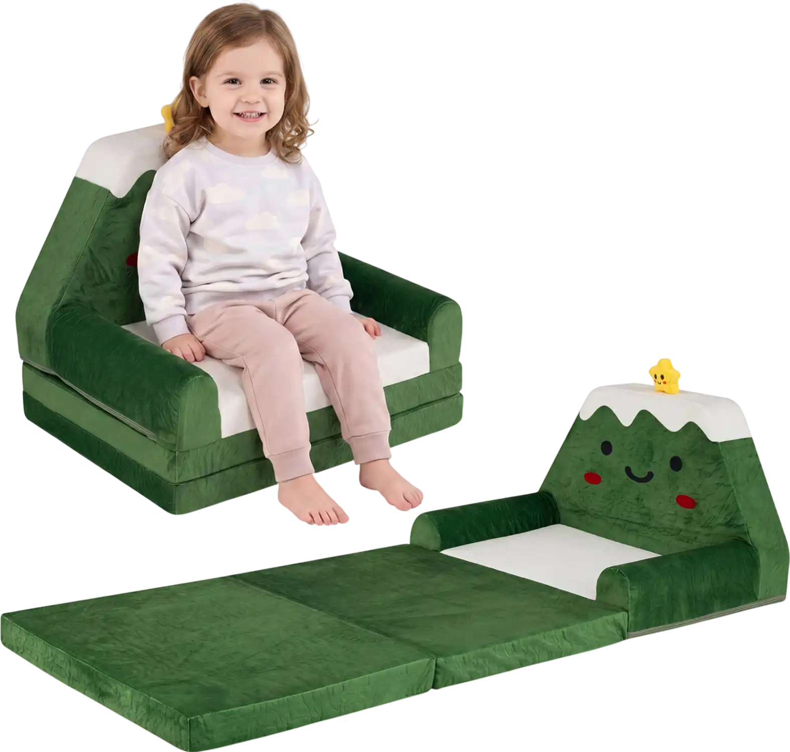 Costway 2-in-1 Convertible Kids Sofa Lounger Christmas Pattern 55294040 New