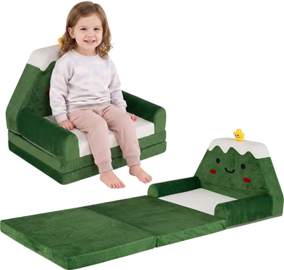 Costway 2-in-1 Convertible Kids Sofa Lounger Christmas Pattern 55294040 New