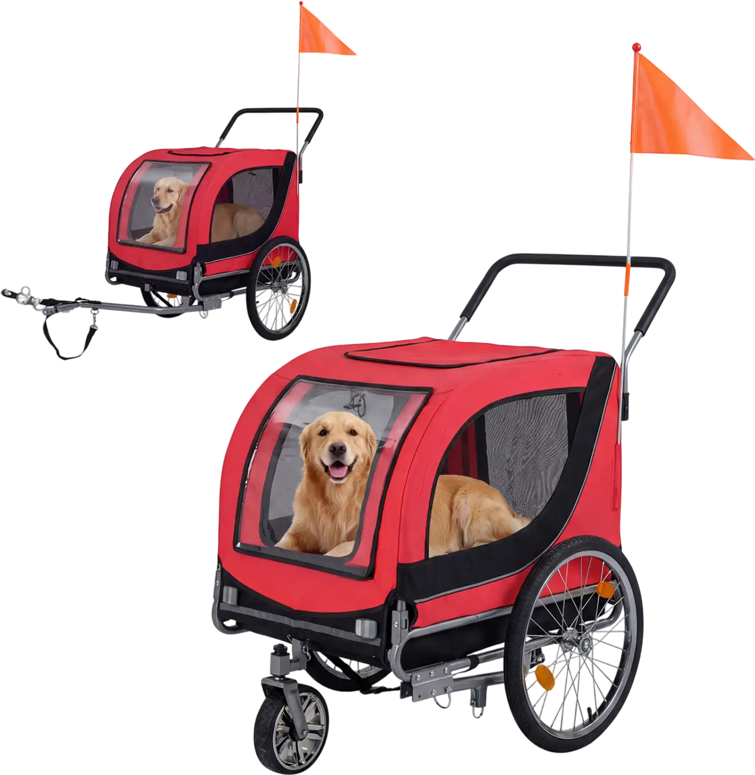 Costway 2-in-1 Dog Bike Trailer w/ Universal Bicycle Coupler 32844474 New