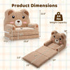2-in-1 foldable kids sofa bed in bear design, featuring soft cotton velvet and a weight capacity of 44 lbs for toddlers.