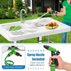 Folding fish cleaning table with double sinks, 360° rotatable faucet, and included spray nozzle for efficient outdoor.