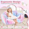 Kids couch with blanket in multicolor, ergonomic design promotes good posture, perfect for reading and relaxing.