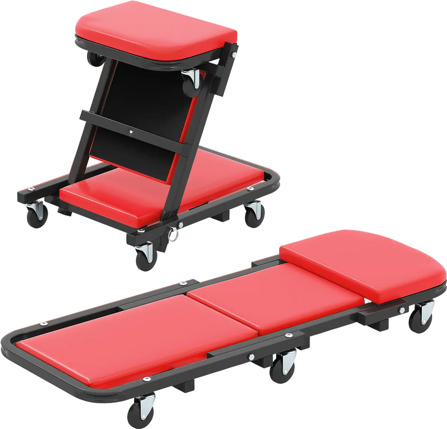 Costway 2-in-1 Folding Low Profile Mechanic Creeper Padded Seat 6 Wheels 34563833 New