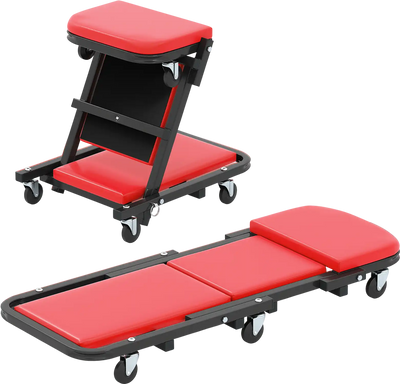 Costway 2-in-1 Folding Low Profile Mechanic Creeper Padded Seat 6 Wheels 34563833 New