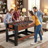 Full-size foosball and pool combo table with black and brown finish, featuring ergonomic handles and sturdy legs for.