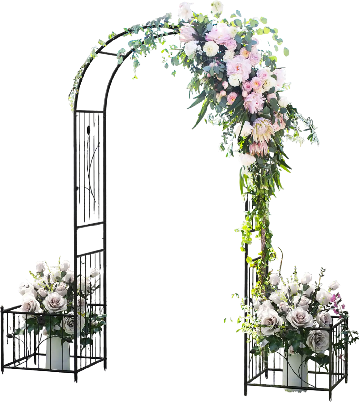 Costway 2-in-1 Garden Arbor w/ 2 Side Planters Black 98251674 New