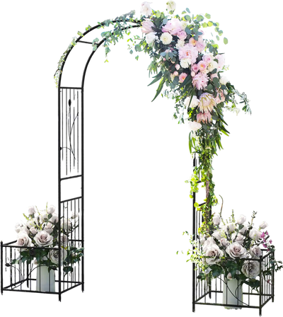 Costway 2-in-1 Garden Arbor w/ 2 Side Planters Black 98251674 New