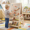 Kids art easel featuring a magnetic whiteboard and removable marble run tracks for creative play and skill development.