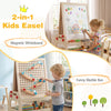 2-in-1 kids easel featuring a magnetic whiteboard and a marble run game for creative play and skill development.