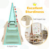 A-shaped frame 2-in-1 kids art easel with magnetic whiteboard and marble run game for creative play and stability.