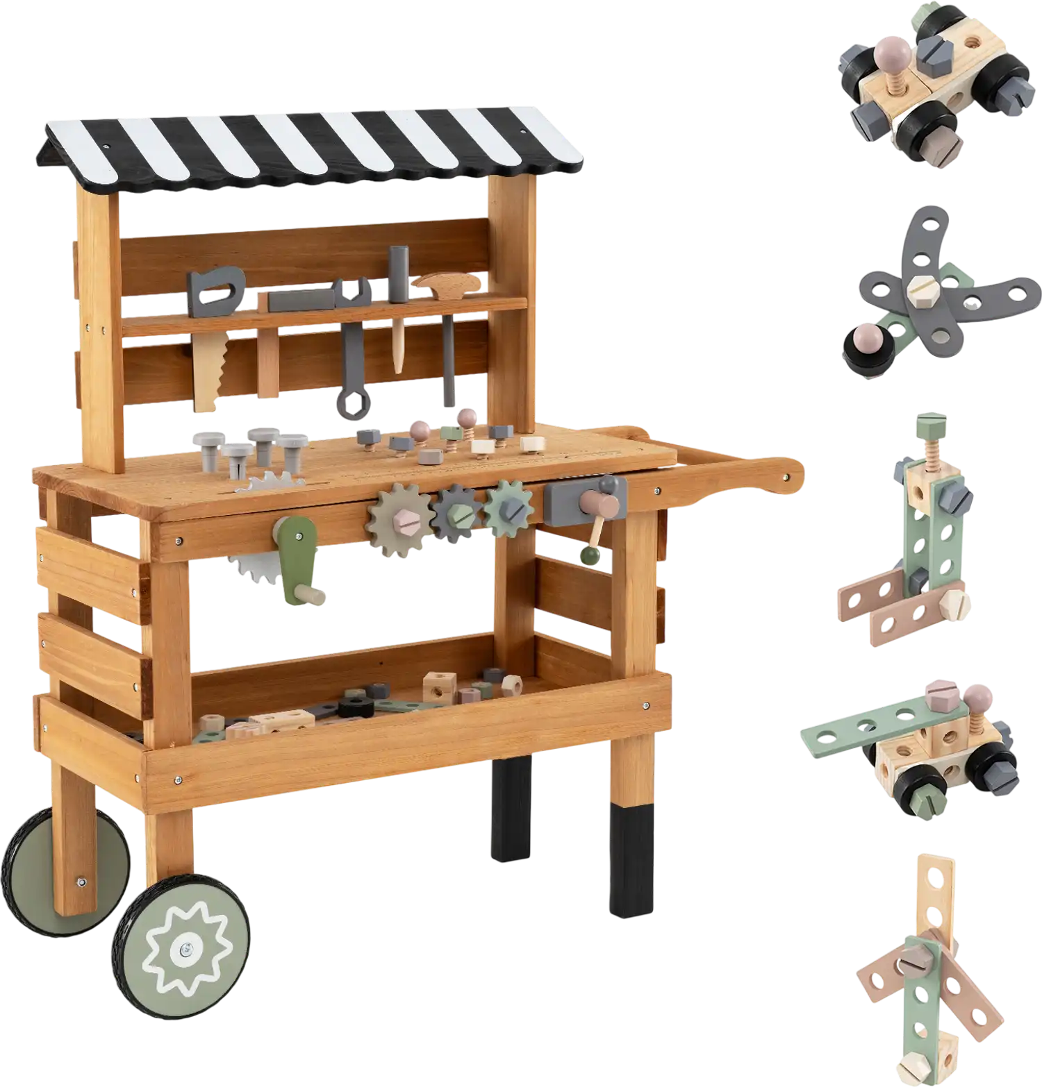 Costway 2-in-1 Kids Rolling Tool Bench Cart Play Tools Set 12247283 New