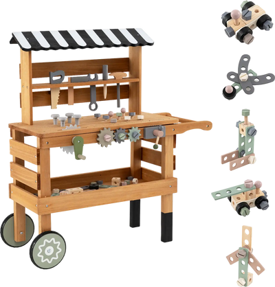 Costway 2-in-1 Kids Rolling Tool Bench Cart Play Tools Set 12247283 New
