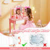 Kids vanity table set in pink with detachable shatterproof mirror and lights, perfect for imaginative play and study.