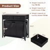 2-in-1 laundry basket organizer with rustic brown finish, featuring 2 removable fabric drawers and 3 sections for sorting clothes.