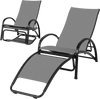 Gray 2-in-1 outdoor rocking chair with adjustable backrest, perfect for patio or poolside relaxation.