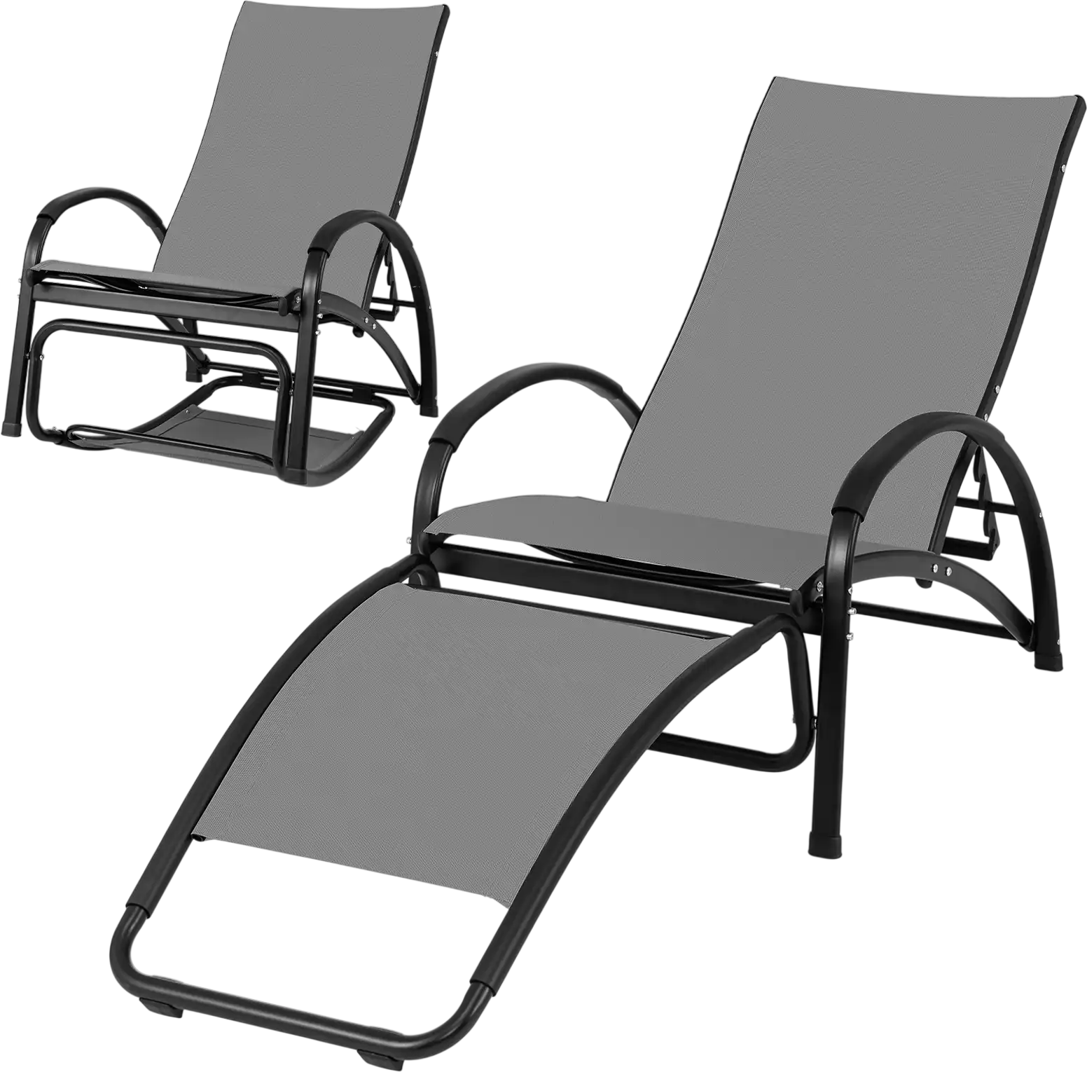 Costway 2-in-1 Outdoor Rocking Chair Adjustable 4-Position Backrest Patio Porch Poolside 83417562 New
