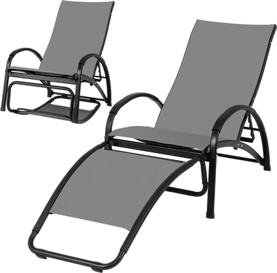Costway 2-in-1 Outdoor Rocking Chair Adjustable 4-Position Backrest Patio Porch Poolside 83417562 New