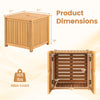 Square acacia wood outdoor side table with storage, featuring slatted design and 165 lbs max load for versatile use.