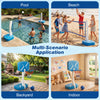 2-in-1 pool basketball hoop and volleyball net set with weighted base, ideal for poolside, beach, or backyard fun.