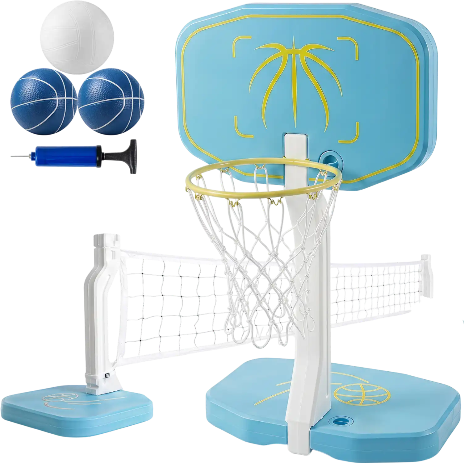 Costway 2-in-1 Pool Basketball Hoop Volleyball Net 34783247 New