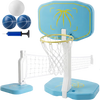 2-in-1 Pool Basketball Hoop and Pool Volleyball Net