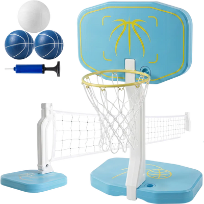 Costway 2-in-1 Pool Basketball Hoop Volleyball Net 34783247 New