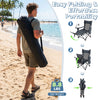 2-in-1 gray reclining camping chair with adjustable backrest, detachable footrest, and lightweight design for easy portability.