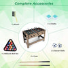 2-in-1 swivel game table in brown with foosball and pool accessories, designed for 2-4 players, featuring sturdy legs.
