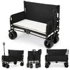 2-in-1 Wagon Bench Seat Combo Collapsible Beach Cart-Black - Gallery View 1 of 10