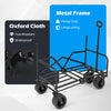 Collapsible beach cart with a metal frame and waterproof Oxford cloth, designed for versatility and easy transport.