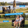 Collapsible 2-in-1 wagon bench seat combo in black with cushions, perfect for outdoor use and easy transportation.