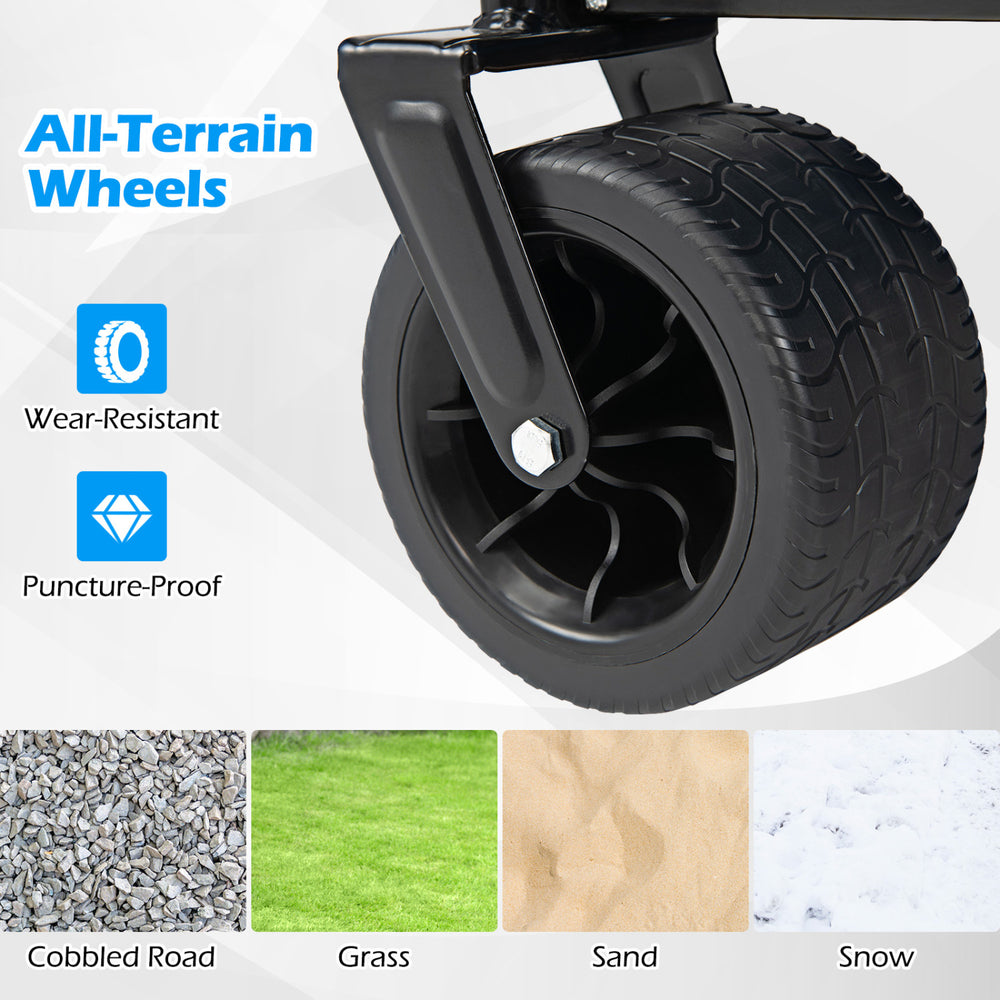All-terrain puncture-proof wheel for the 2-in-1 wagon bench seat combo, ideal for various outdoor surfaces.