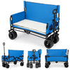 2-in-1 Wagon Bench Seat Combo Collapsible Beach Cart-Blue - Gallery View 1 of 10