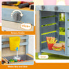 Rotary knobs and water box detail of the 2 in 1 Wooden Mud Kitchen with removable storage for imaginative play.