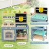 2-in-1 outdoor mud kitchen with faucet, storage shelves, and chalkboard for imaginative play and realistic experiences.