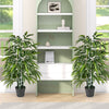 Two fake bamboo leave trees with PE bamboo trunks, featuring vibrant leaves, ideal for home or office decor.