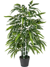 Fake bamboo leave tree with 3 PE bamboo trunks, featuring vibrant leaves and a stable base for home or office decor.