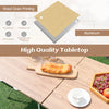 Folding camping table with wood-grain tabletop, aluminum legs, and non-slip pads, ideal for beach or picnic use.