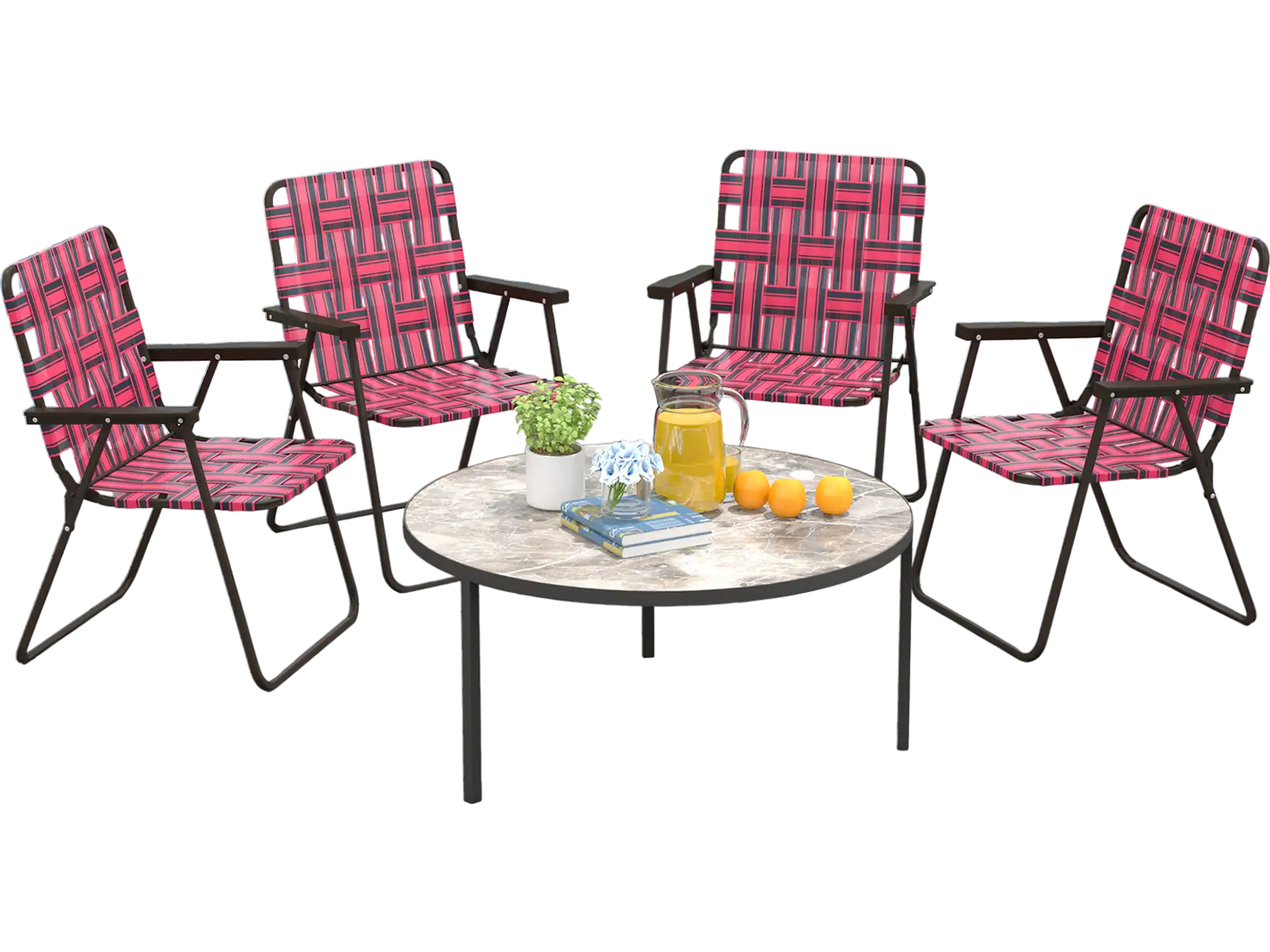 Costway 4-Piece Folding Beach Chair Camping Lawn Webbing Chair Red 74912538 New