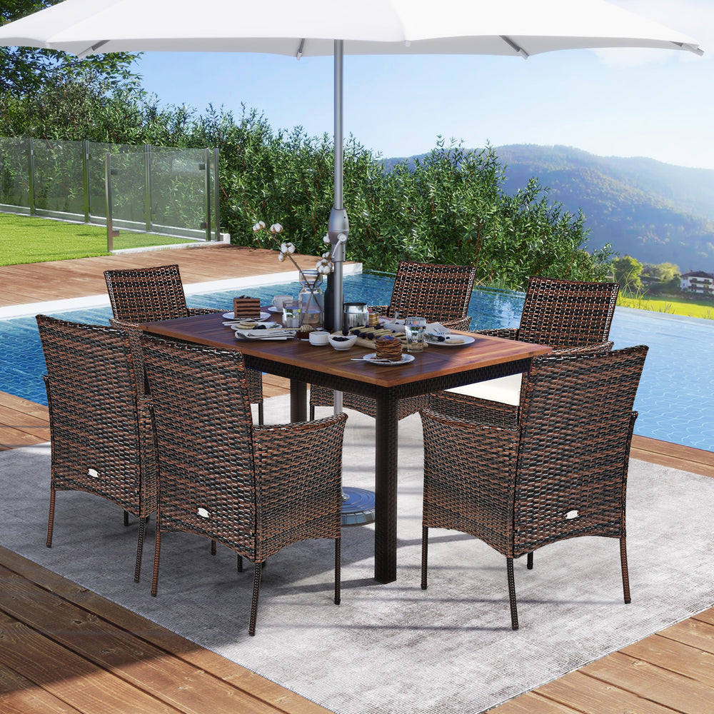 Outdoor PE rattan armchairs with removable cushions, featuring a sturdy steel frame and ergonomic design for patio.