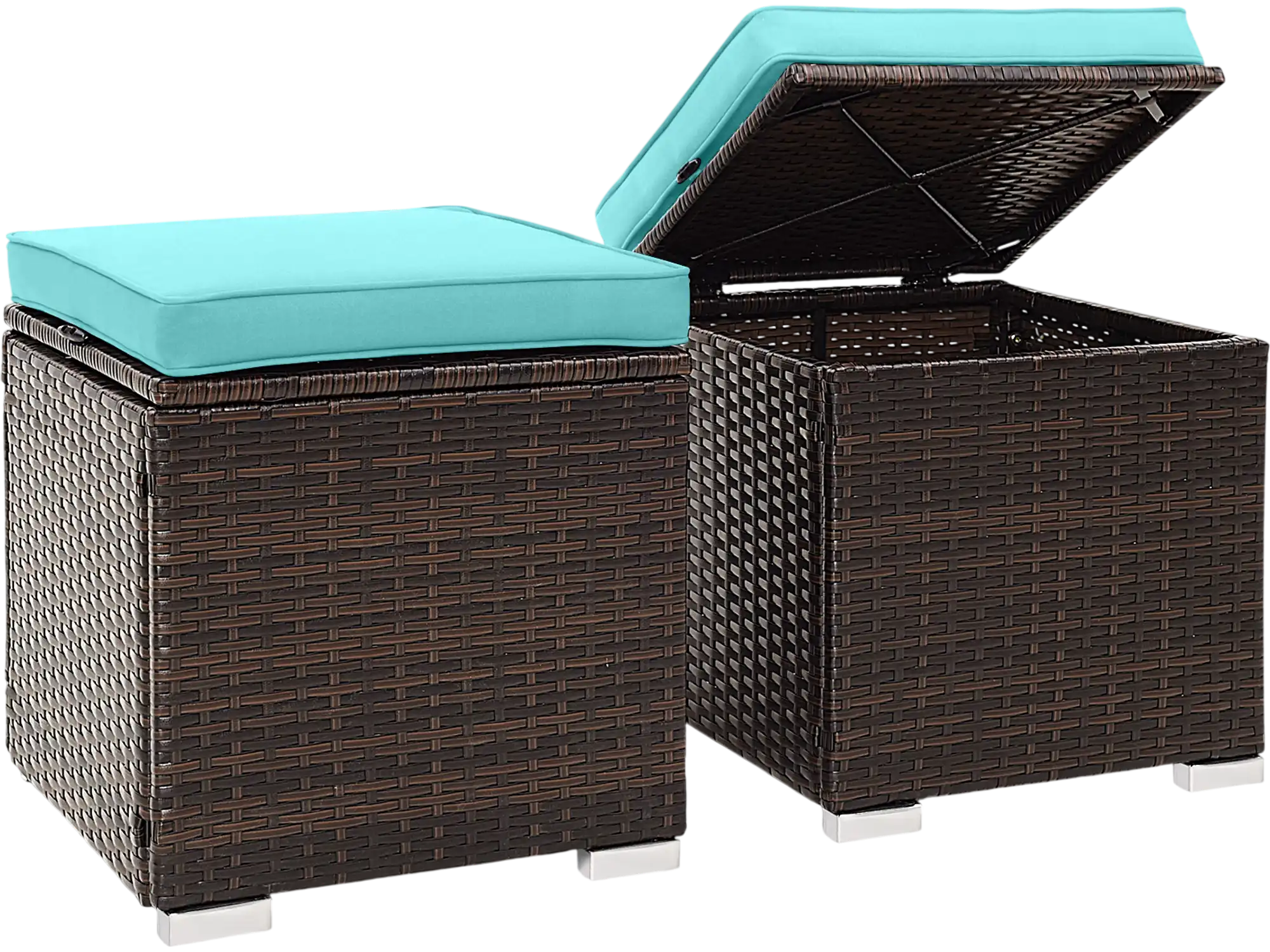 Costway 2-Piece Patio Ottoman Hidden Storage Chairs 17592486 New