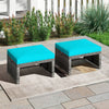 2 Pieces Patio PE Rattan Ottomans with Soft Zippered Cushions for Deck-Green - Gallery View 1 of 9